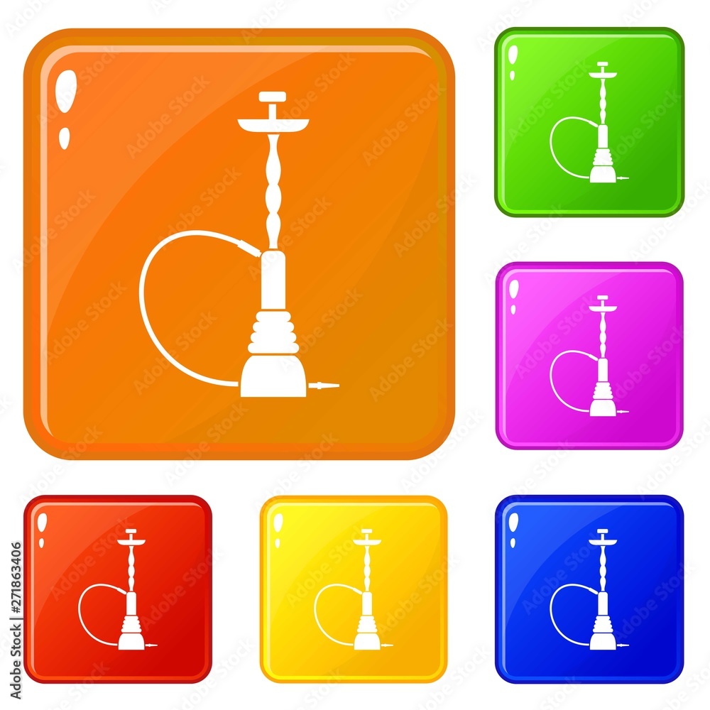 Aufkleber hookah icons set collection vector 6 color isolated on white background