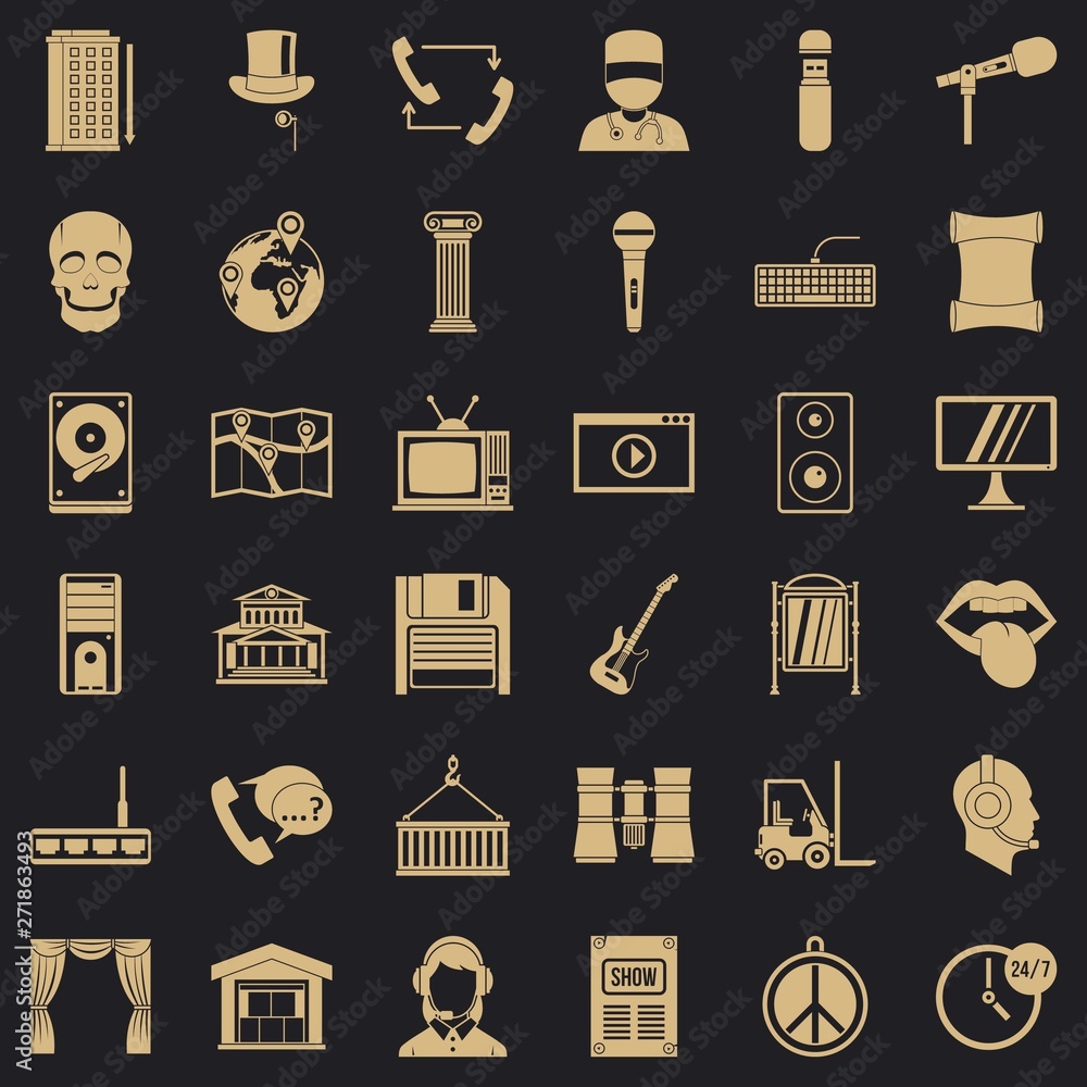Poster widget icons set. simple set of 36 widget vector icons for web for any design
