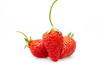Red strawberries with a white background..