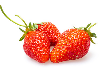 Red strawberries with a white background..