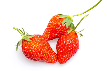 Red strawberries with a white background..
