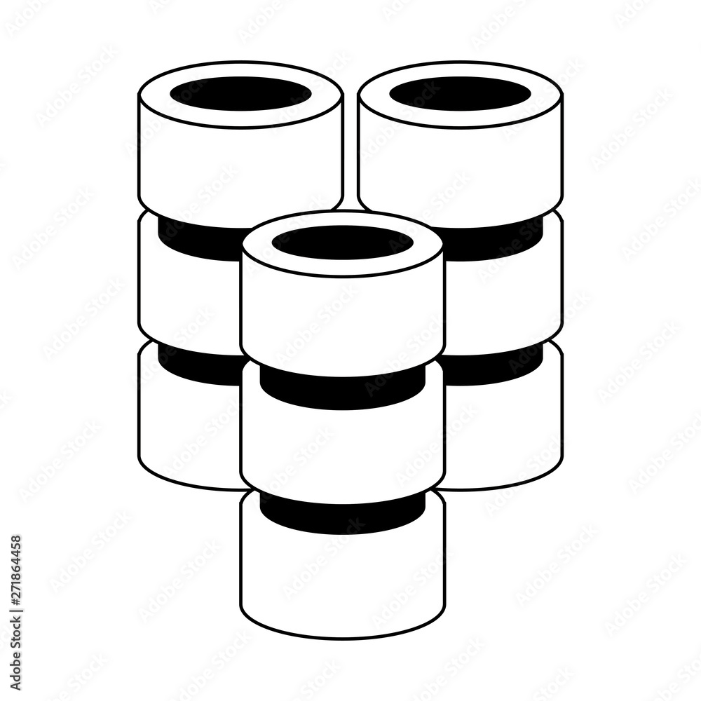 Poster database servers disks technology symbol in black and white