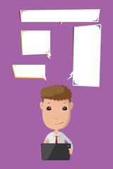 Young Man Bubble Text Template Vector