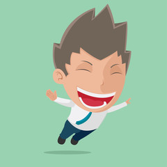 Business Man Fly Character Happy Vector