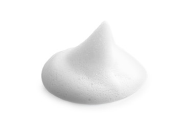 Drop of soap foam on white background