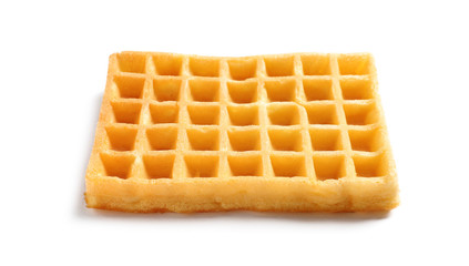 Delicious waffle for breakfast on white background