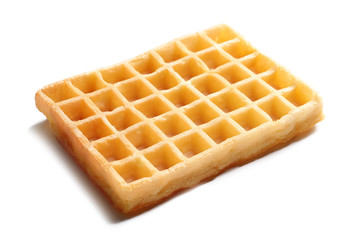 Delicious waffle for breakfast on white background