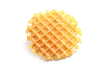 Delicious waffle for breakfast on white background