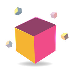 Box Cube Yellow Pink Color Vector