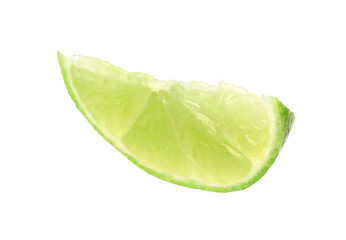 Cut fresh juicy lime on white background