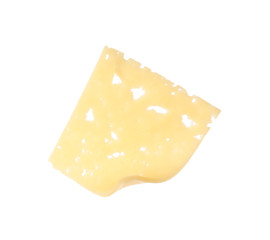 Piece of tasty cheese isolated on white