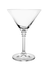 Clean empty martini glass isolated on white