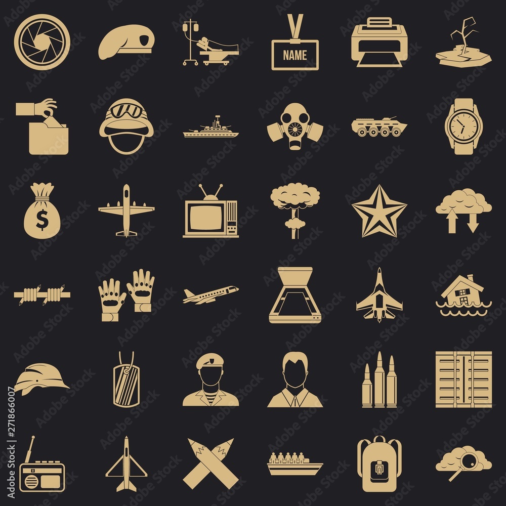 Poster brigade icons set. simple set of 36 brigade vector icons for web for any design