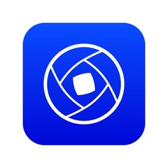 Semi-closed lens icon digital blue for any design isolated on white vector illustration
