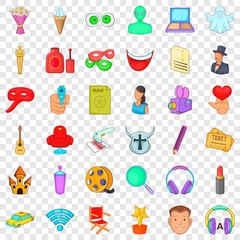 Movie icons set. Cartoon style of 36 movie vector icons for web for any design