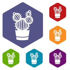 Obraz premium Round cactus icon. Simple illustration of round cactus vector icon for web