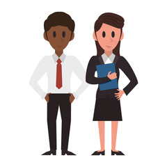 Executive business couple cartoon isolated