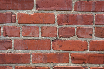 Close up of section of old brick wall.