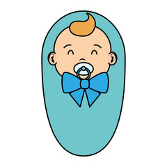cute little baby boy with pacifier character