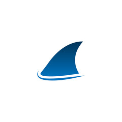 Shark fin with sea waves, logo, vector illustration.