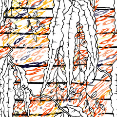 Modern Stripes Jungle Motif. Black White