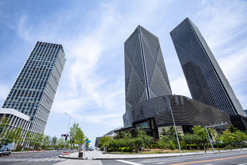 Low angle shot of modern glass building