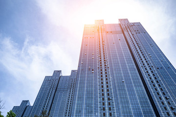 Low angle shot of modern glass building © daizuoxin