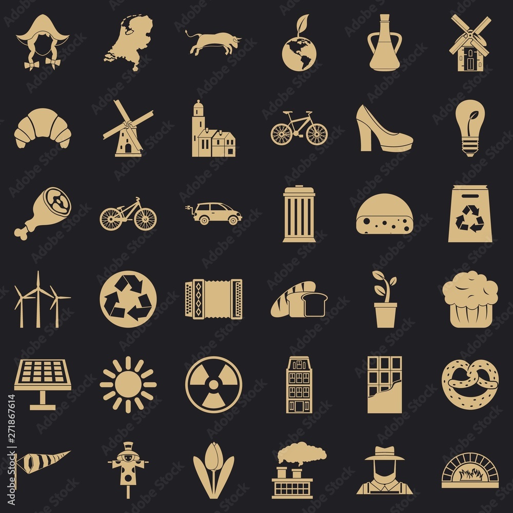Poster mill icons set. simple set of 36 mill vector icons for web for any design