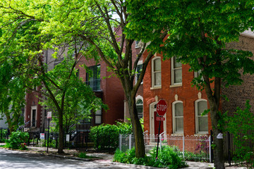 Fototapeta na wymiar Row of Homes in the East Village Neighborhood of Chicago