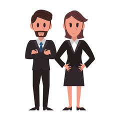 Executive business couple cartoon isolated