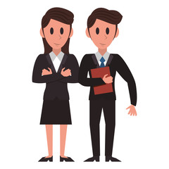 Executive business couple cartoon isolated