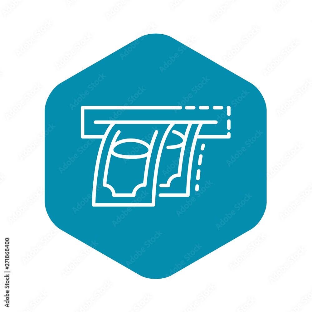 Poster money from atm icon. outline money from atm vector icon for web design isolated on white background