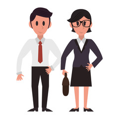 Executive business couple cartoon isolated