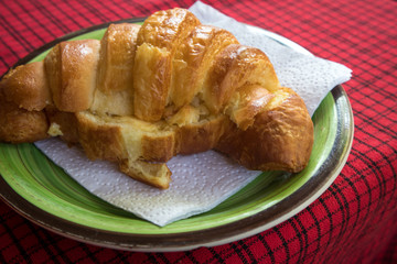 Croissant with Butter for Breakfast at Cafe