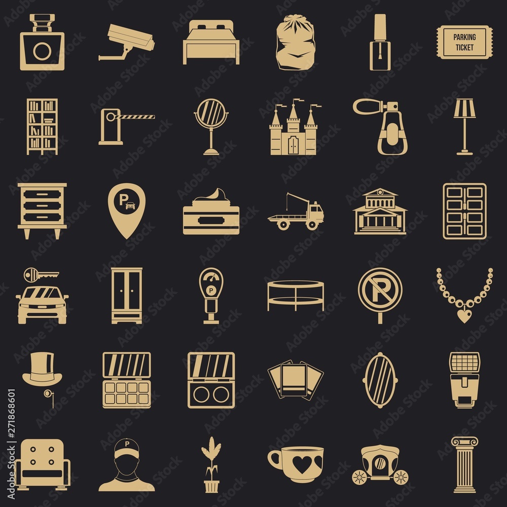 Poster homely atmosphere icons set. simple set of 36 homely atmosphere vector icons for web for any design