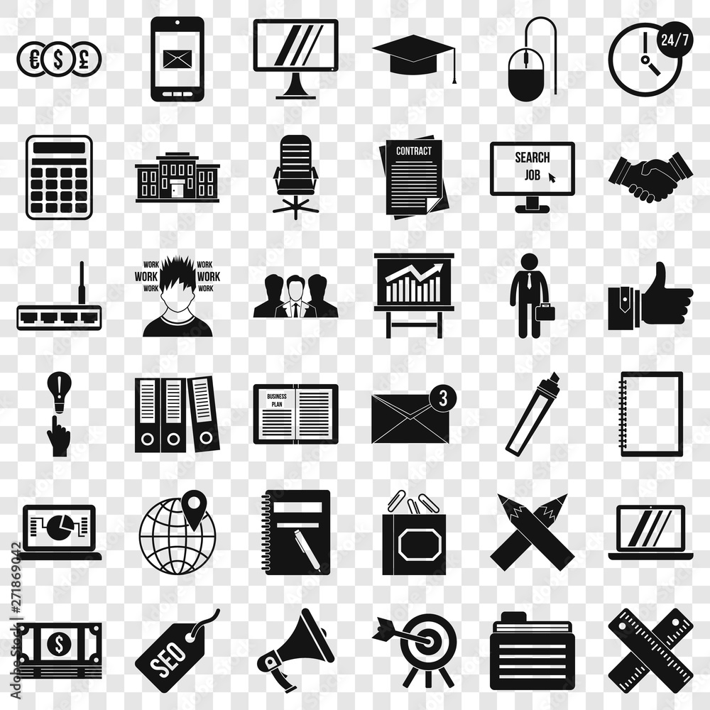 Poster deposit icons set. simple style of 36 deposit vector icons for web for any design