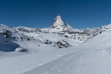 Matterhorn in winter, view from Gornegrat train station