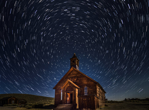 Bodie Ghost Town Church Startrails