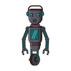 Robot funny character cartoon isolated