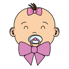 cute little baby girl with pacifier character