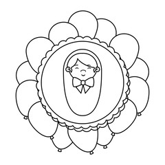 cute little boy baby in lace with balloons helium