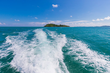 View from the back of the speedboat. Beautiful view from samet island Thailand.