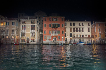 Venice at night ,buildings near the canal, Italy, march ,2019