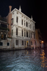 Fototapeta premium Venice at night ,buildings near the canal, Italy, march ,2019