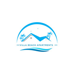 VILLA BEACH LOGO DESIGN VECTOR