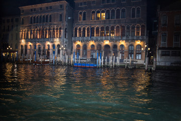 Fototapeta premium Venice at night ,buildings near the canal, Italy, march ,2019