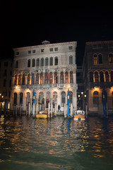 Fototapeta premium Venice at night ,buildings near the canal, Italy, march ,2019