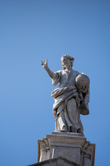 statues on the  San Stae  church, San Eustachio Church, in Venice, Italy , .2019,