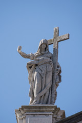 Fototapeta na wymiar statues on the San Stae church, San Eustachio Church, in Venice, Italy , .2019,