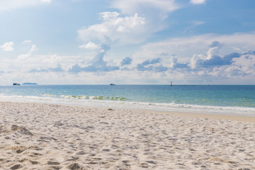 Tranquil beach summer scene. Exotic tropical beach landscape for background.